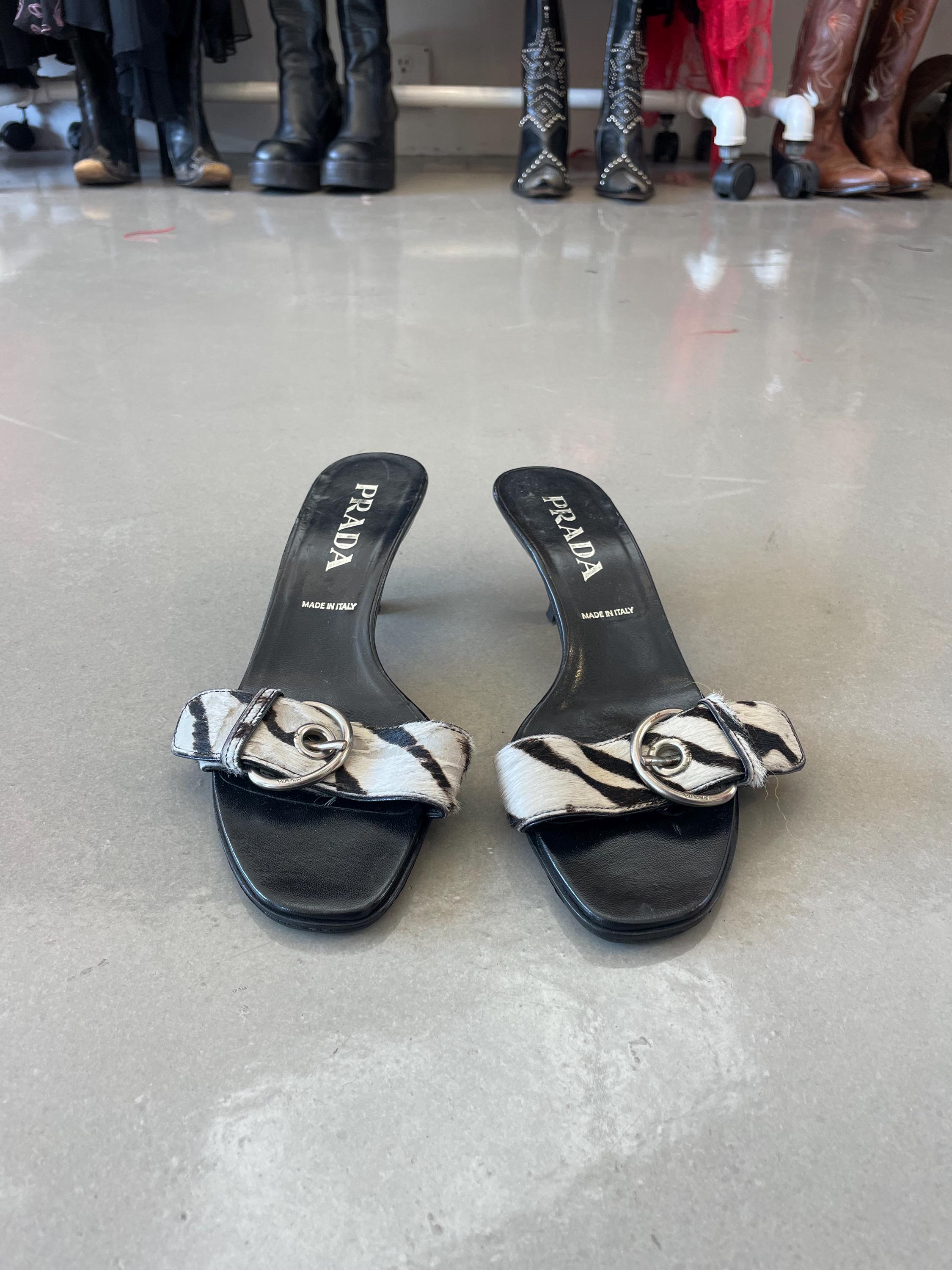 Prada Zebra Fur Buckled Kitten Heels - Etsy