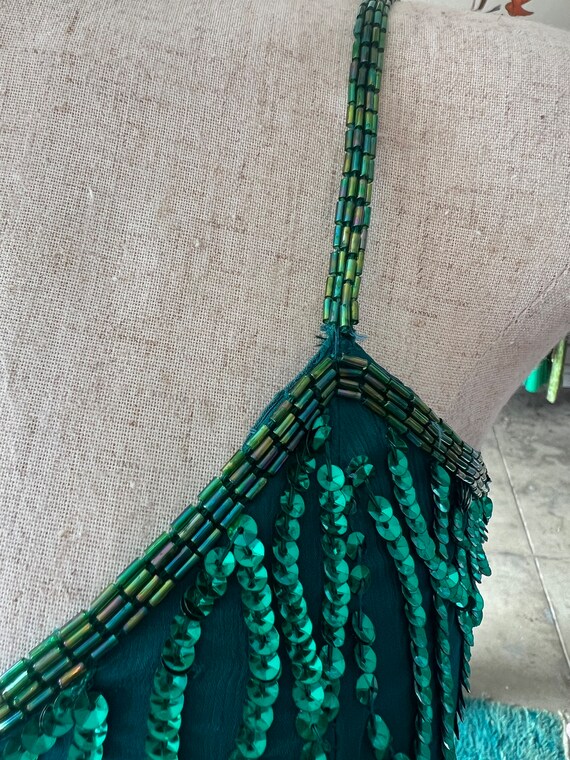 green emerald velvet dress Embroidered Mesh Maxi Dress - Emerald Green main image 0