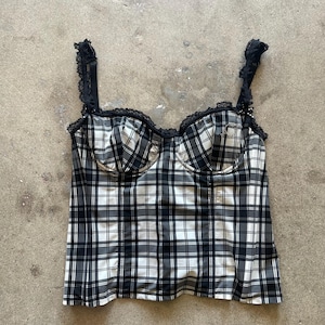 Blugirl Blumarine Plaid Bustier Top