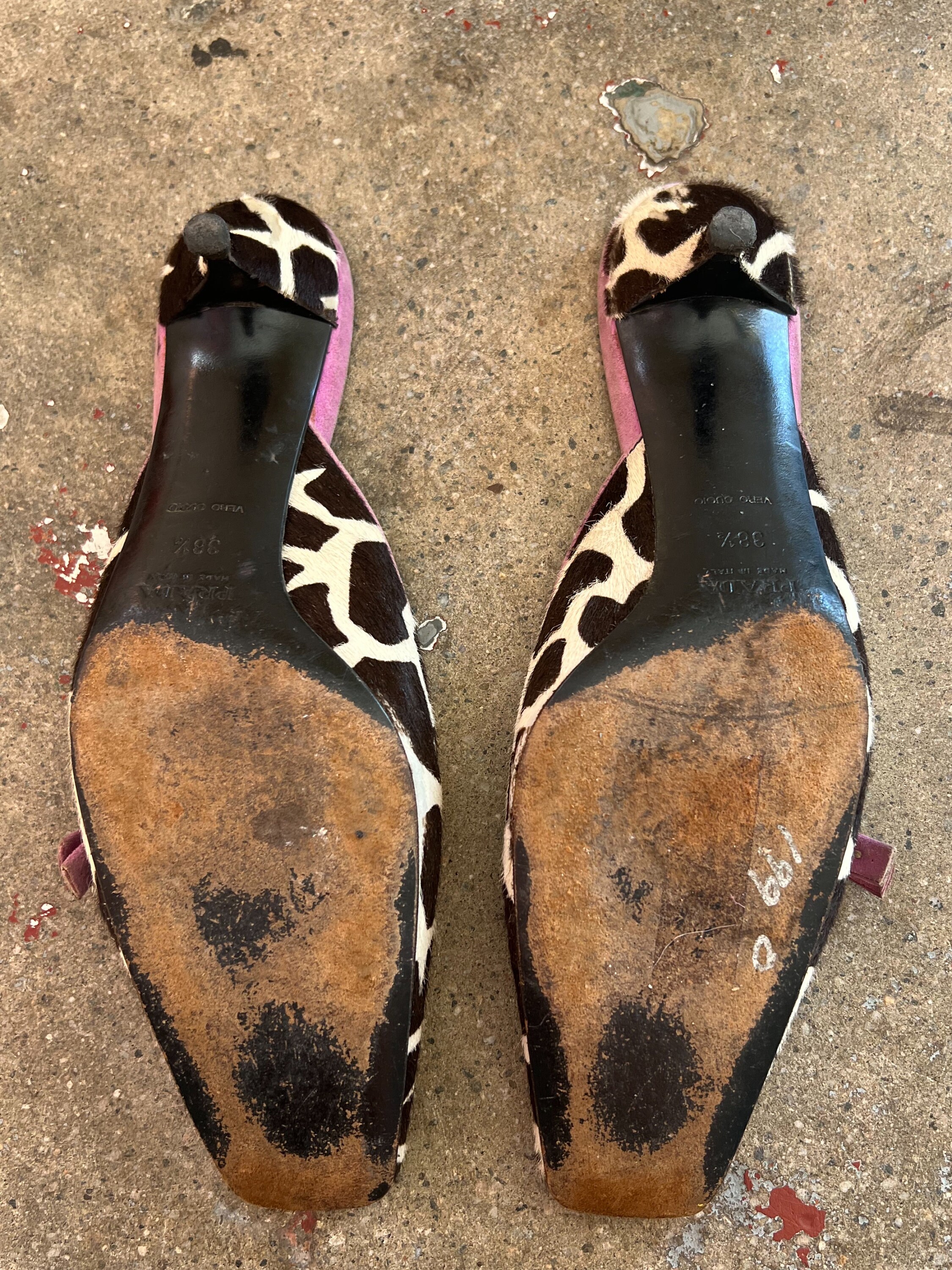 Prada Cow Print Kitten Heel Mules - Etsy Canada