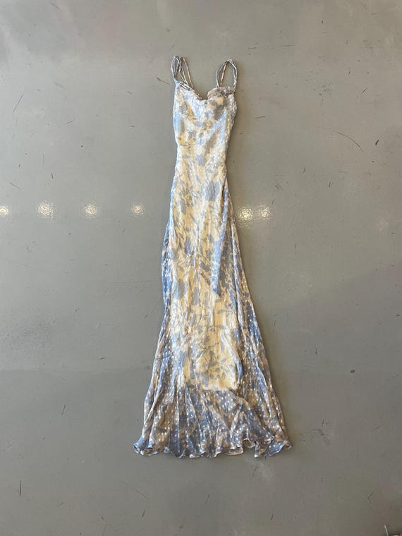 cream crushed velvet dress 1930s Cream Devore Silk Velvet Gown Blossom Vintage