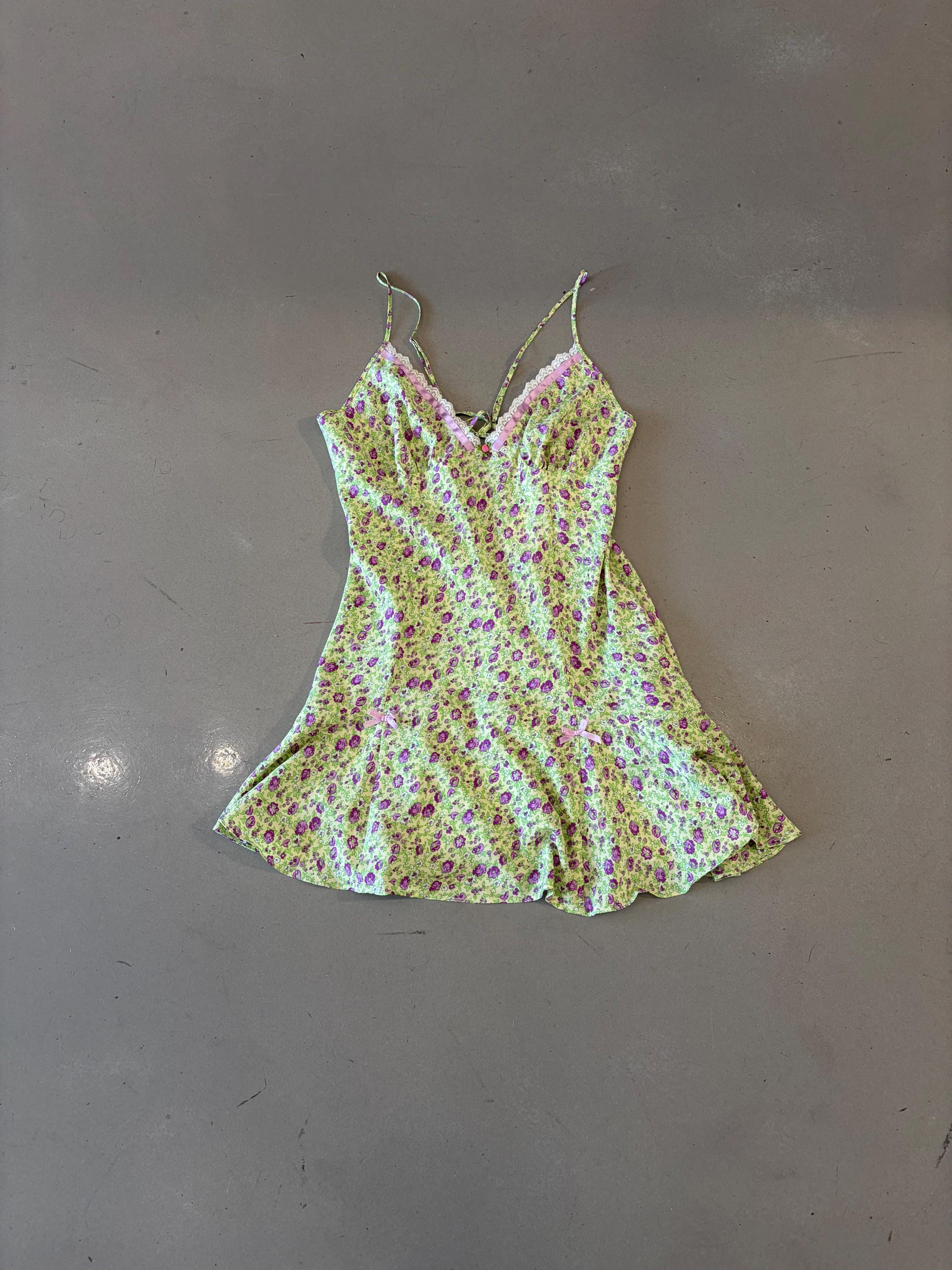 Betsey Johnson Green and Purple Floral Lingerie Slip Dress - Etsy