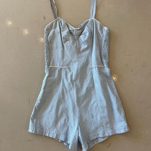 Vintage Blue Plaid Romper