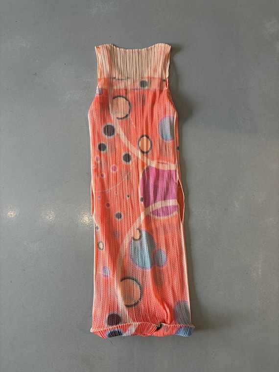 Issey Miyake Pleats Please Orange Geographix Stretchy Dress W Slip