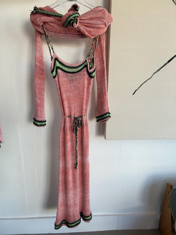 Knit Pink and Green Dress With Jacket - Etsy Israel Knit Pink and Green Dress With Jacket - Etsy Israel