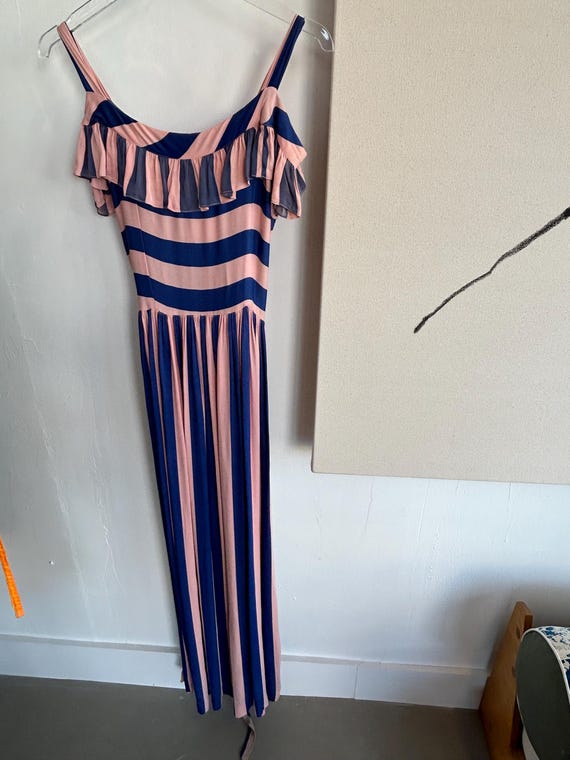 blue and pink striped maxi dress Catch A Flight Maxi Dress Natural/Pink / S