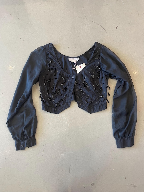 Natural Feeling Black Beaded Blouse