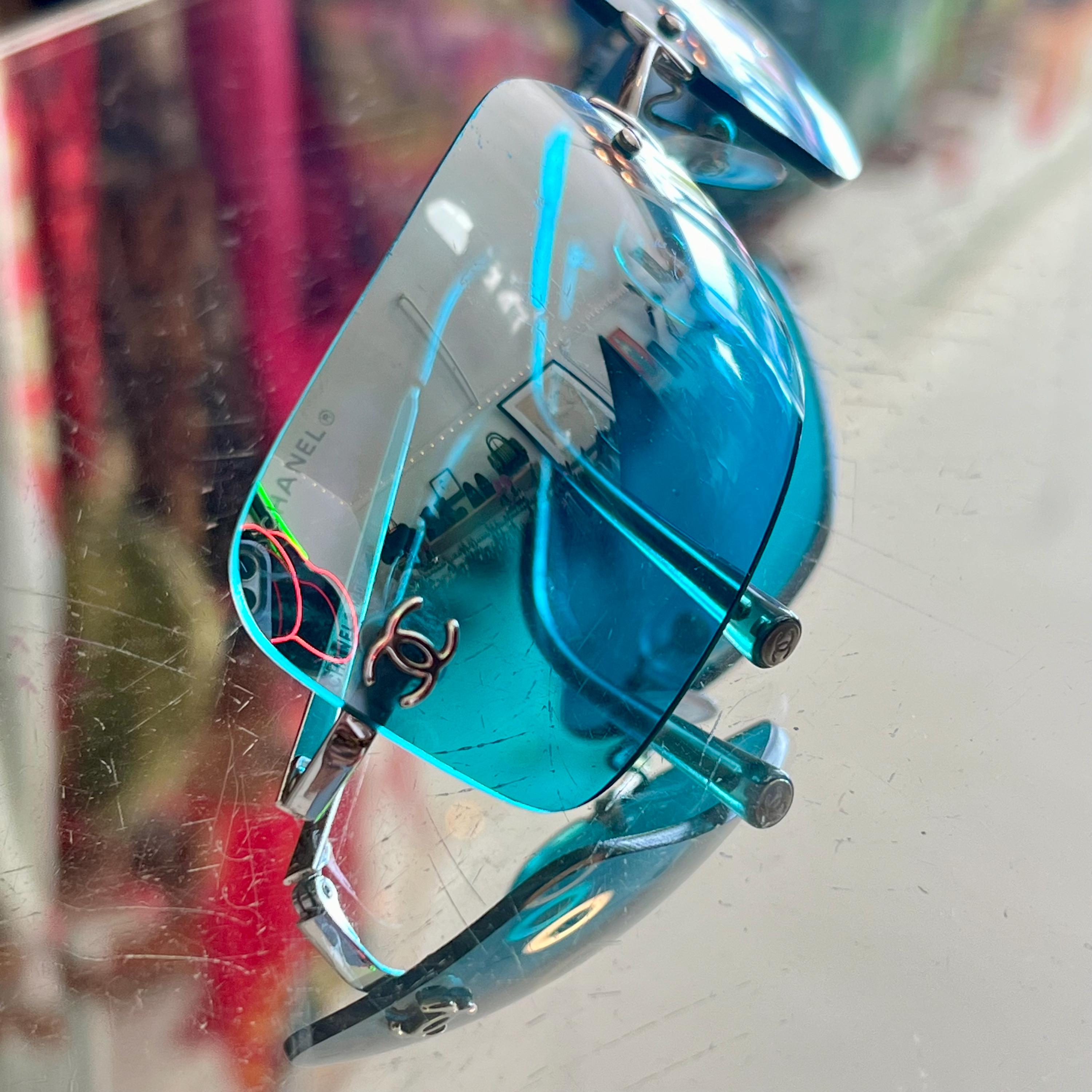 Blue Y2K Chanel Sunglasses - Etsy