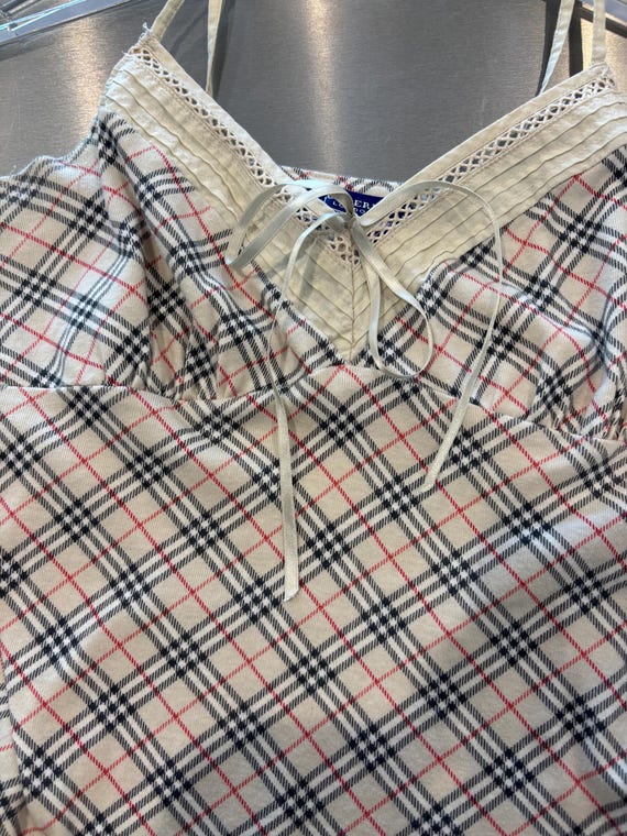 週末SALE＊Burberryチェック柄クロップドブラトップタンクトップL Burberry Tank W/ Criss Cross Back - Etsy Israel