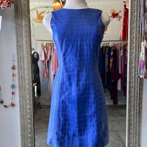 alice and olivia blue leather dress Alice + Olivia Miranda Vegan Leather Tiered Dress in Blue