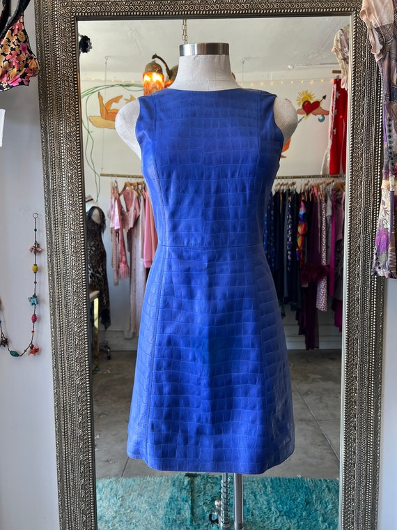 Alice + Olivia Blue Leather Dress - Etsy