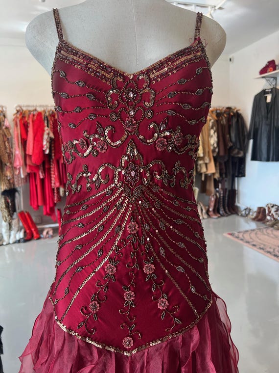 Sue Wong Beaded Burgundy Gown - Etsy
