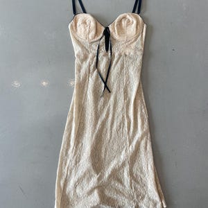 Dolce & Gabbana Beige Sheer Lace Black String Dress