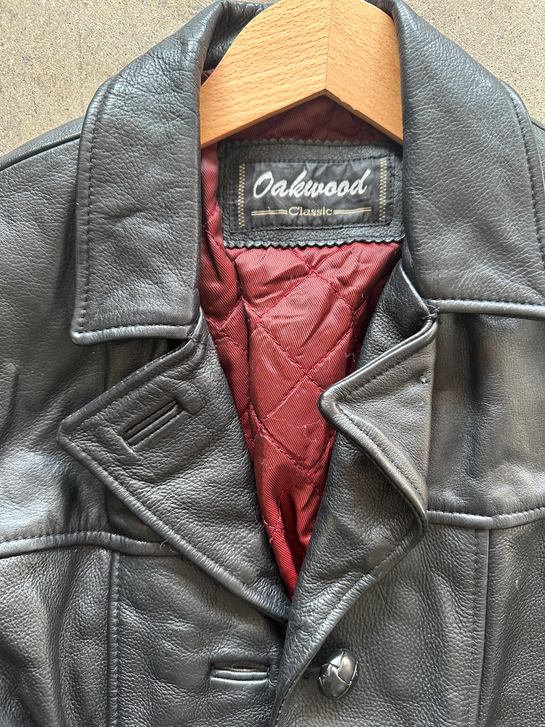 Black Oakwood Leather Jacket With Belt & Buttons - Etsy