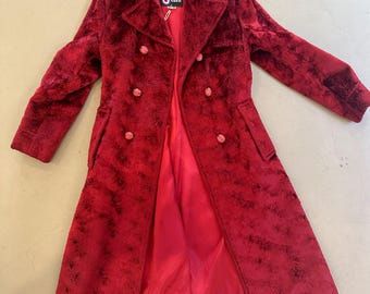 60s Velvet Maroon Trench Coat