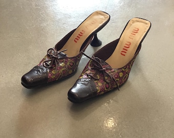 Miumiu 1999 Holographic Brown Lace-up Pumps - Etsy
