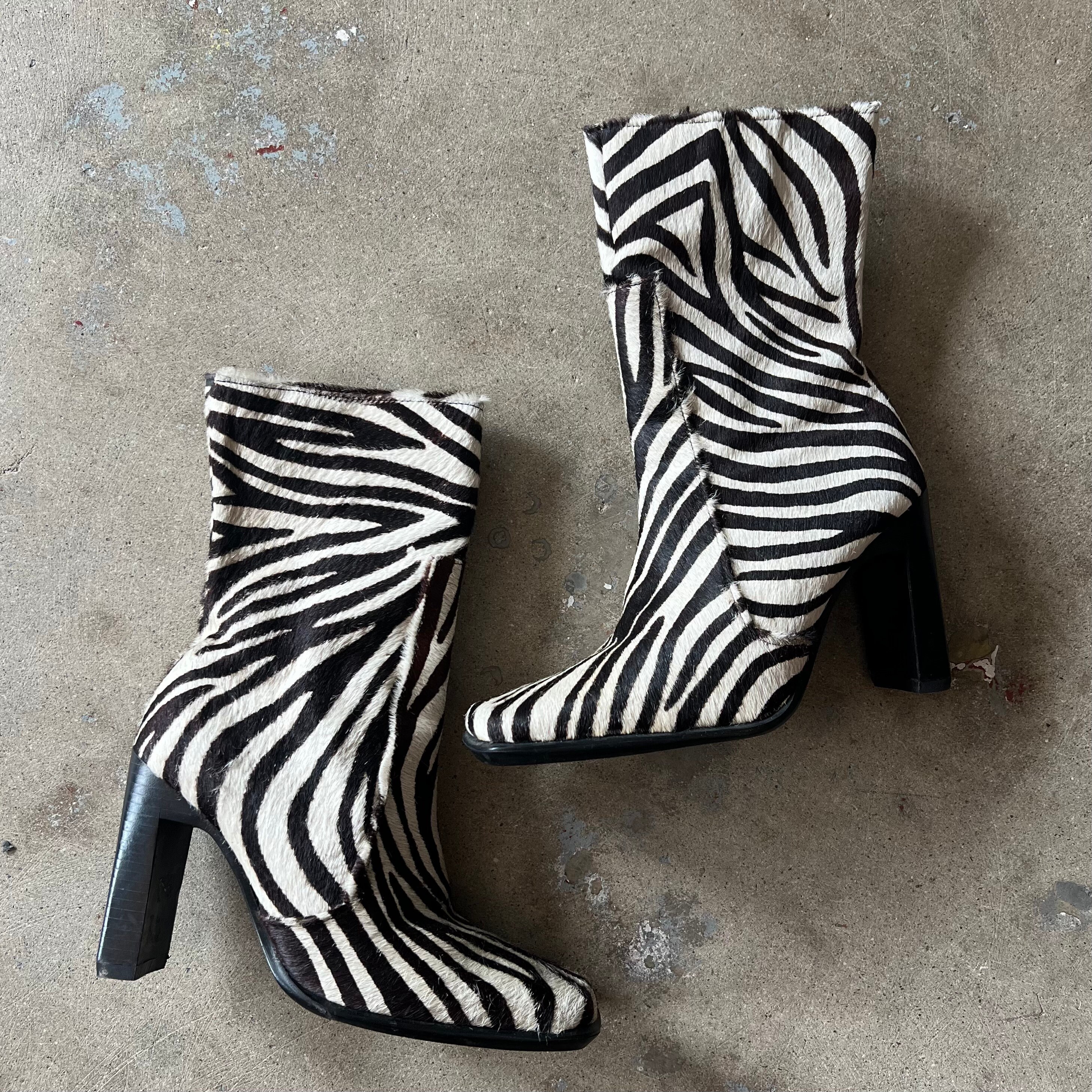 Vintage Pony Hair Boots in Zebra Print - Etsy