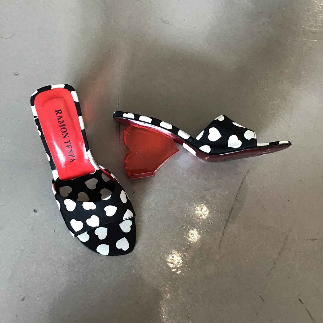 Polka Dot Ramon Tenza Daisy Mules Ramon Tenza B&W Acrylic Heart