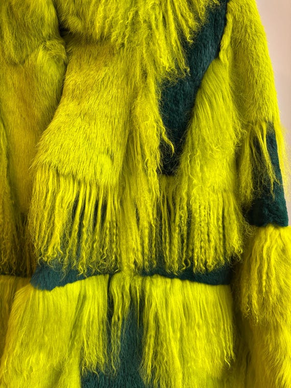 Green Patchwork Fur Jacket - image 5