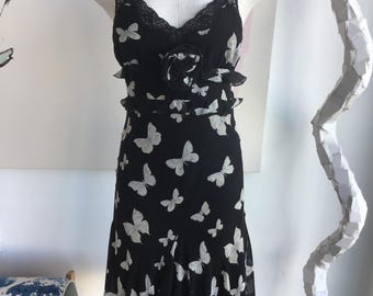 Abito nero di Blugirl con farfalle bianche