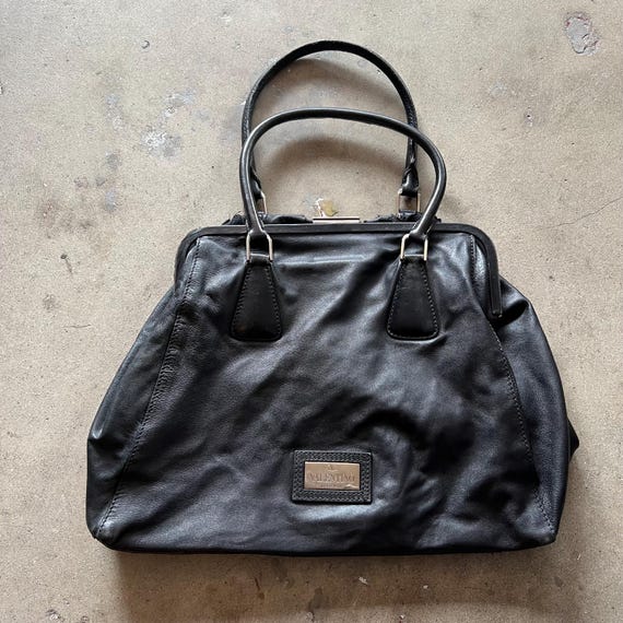 Valentino 'Alice Glam Frame' Black Purse with Laser Cut Flowers View 2