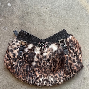 Blumarine Leopard Print Fur Clutch