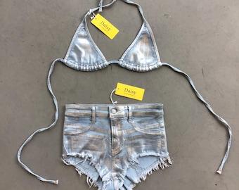 Conjunto Daisy Denim Plateado