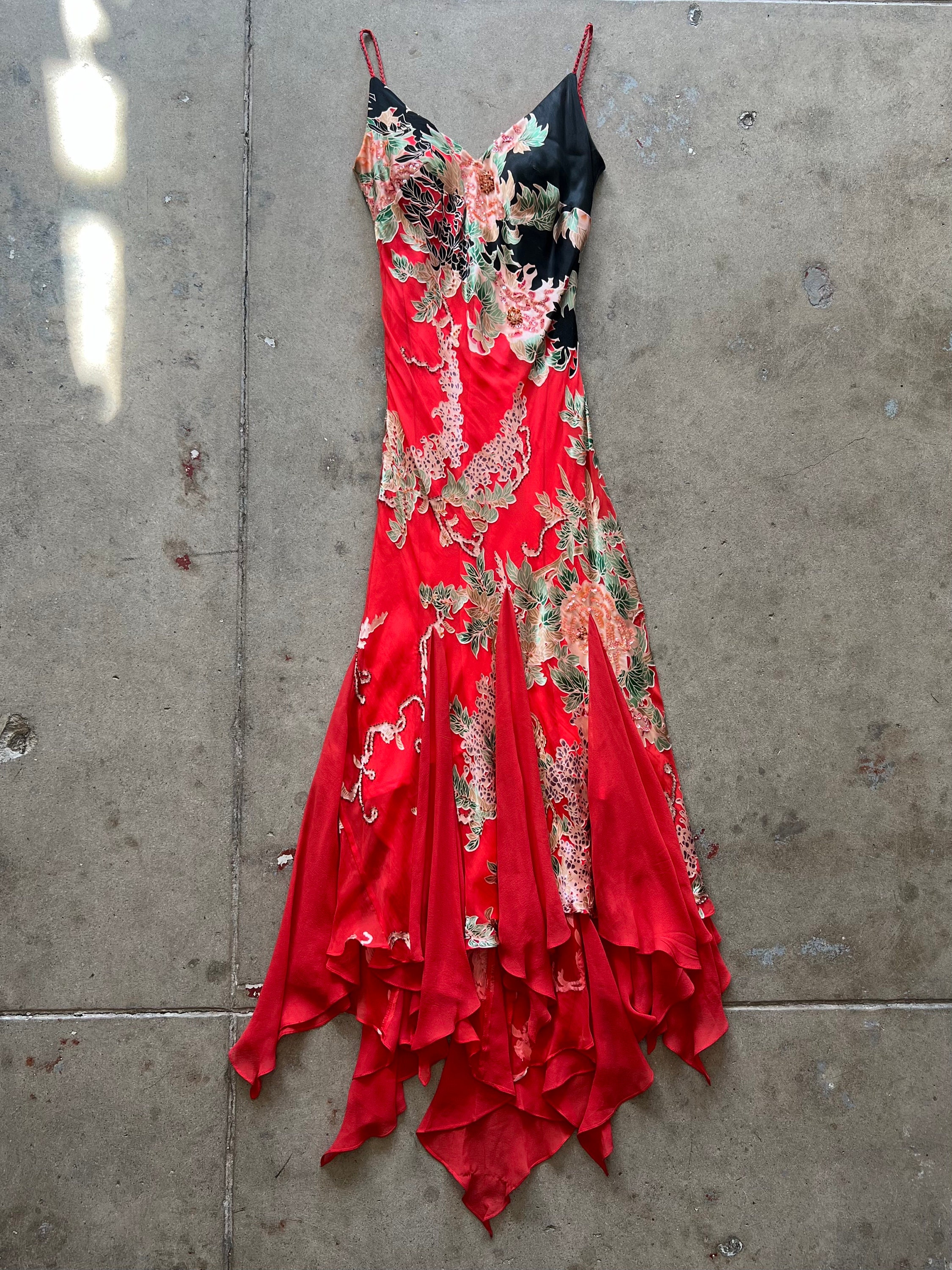 Sue Wong Red Silk Dress - Etsy 日本