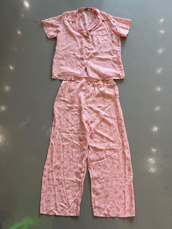 30's Pink Floral Pajama Set - image 1