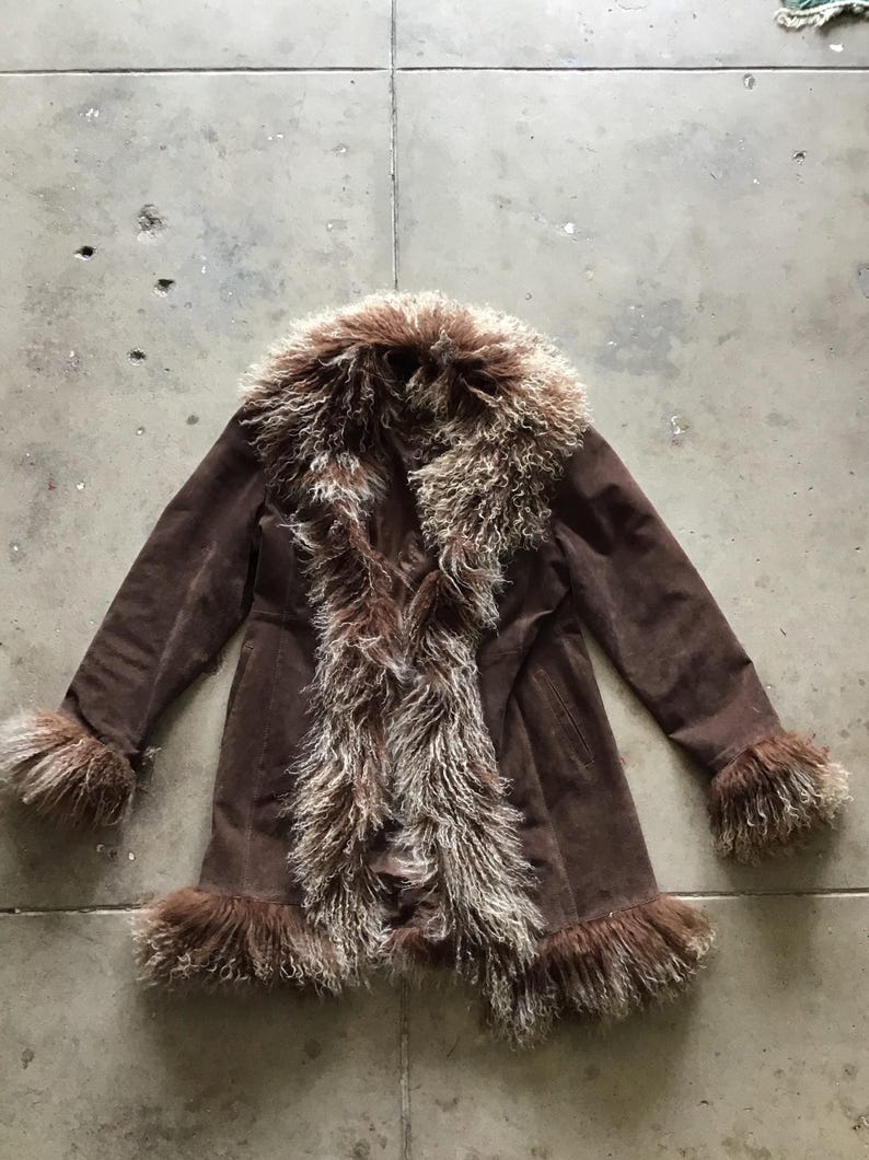 Chocolate Brown Mongolian Faux Fur Coat