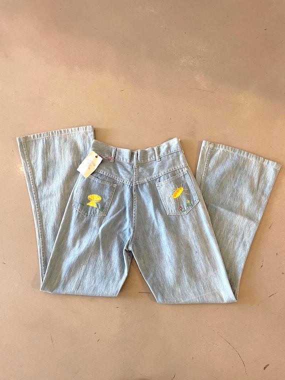 70's Mushroom Patchwork High-waisted Denim - image 1
