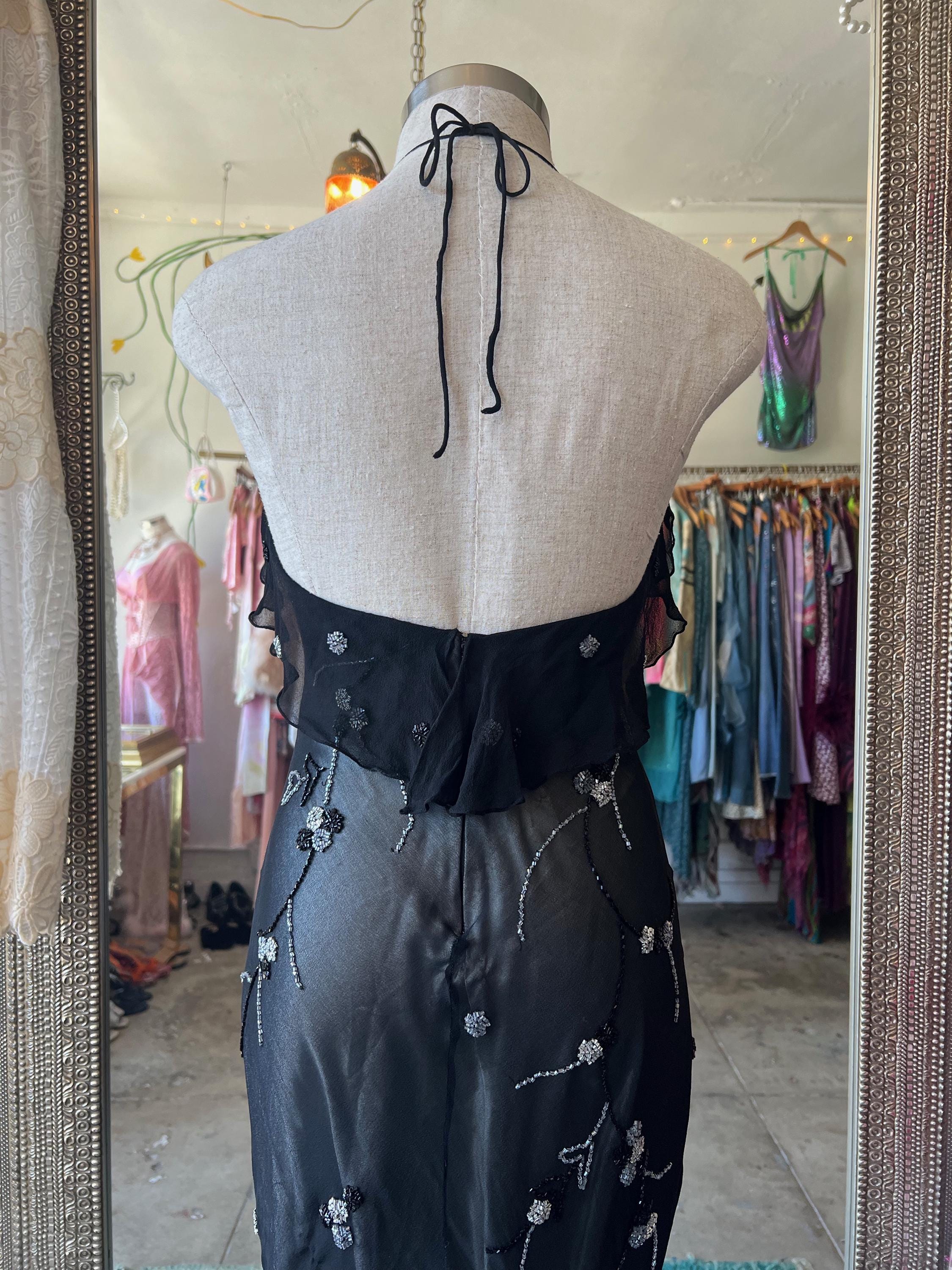 Scala Black Silk Beaded Dress