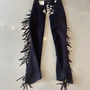 Vintage Hobby Horse Black Suede Fringe Chaps
