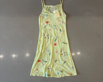 Vivienne Tam Mini abito verde a rete con uccelli