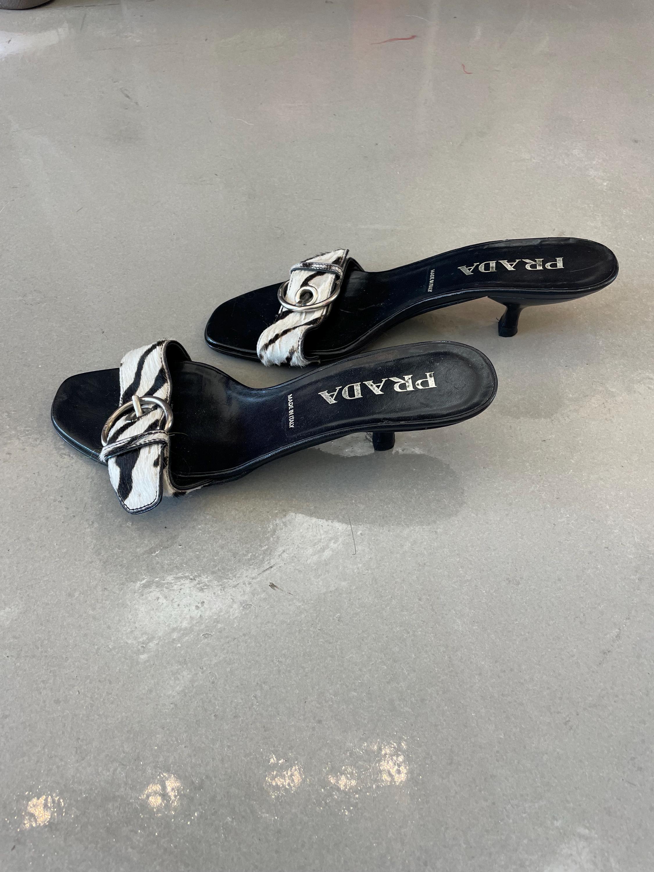Prada Zebra Fur Buckled Kitten Heels - Etsy