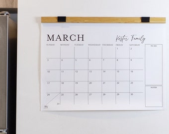 NEW! Large Customized Monthly Wall Calendar with Wood Hanger - 12 months | 24"x18"