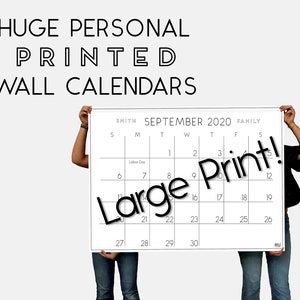 BIG PRINT, Huge Monthly Personalized Printed Wall Calendars - 6 or 12 Individual Months | 24&quot;x16&quot;, 36&quot;x24&quot; or 48x36&quot;