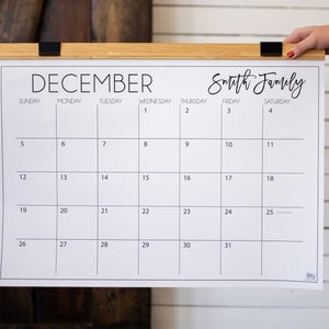 Large Printed Classic Personalized Wall Calendars with Wood Hanger - 12 months | 24"x18"