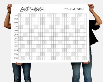 Extra Large Personalized 2024 Annual Wall Calendar 48"x36" or 36"x24"