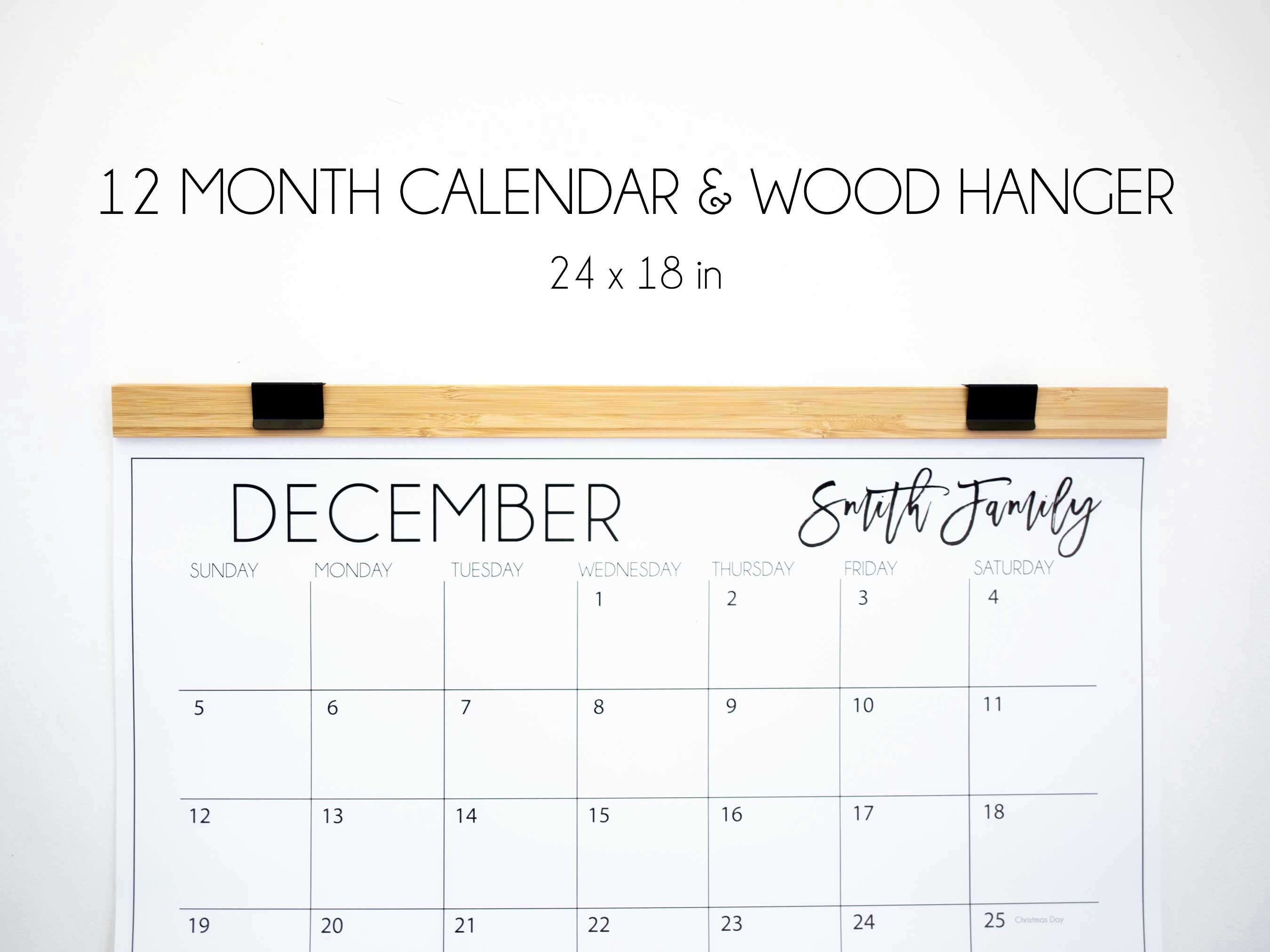 Large Printed Classic Personalized Wall Calendars With Wood Etsy