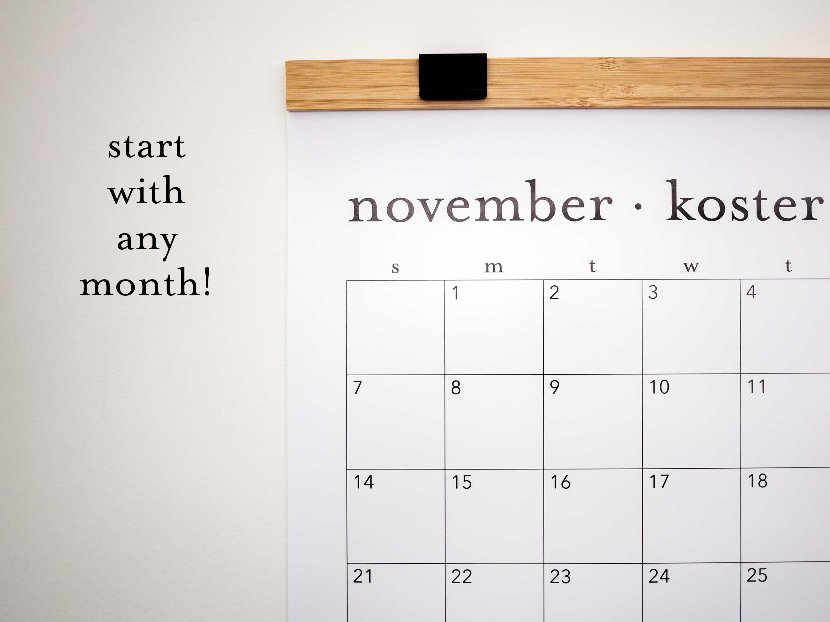 Large Personalized Monthly Wall Calendar With Wood Hanger 12 - Etsy