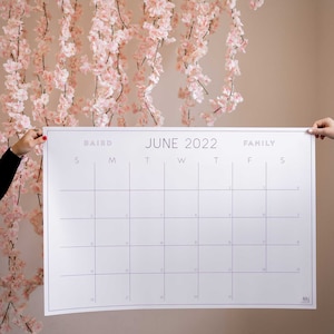 Large Modern Personalized Printed Wall Calendar - 6 or 12 Individual Months | 24&quot;x16&quot;, 36&quot;x24&quot; or 48&quot;x36&quot;