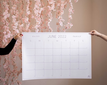 Large Modern Personalized Printed Wall Calendar - 6 or 12 Individual Months | 24&quot;x16&quot;, 36&quot;x24&quot; or 48&quot;x36&quot;