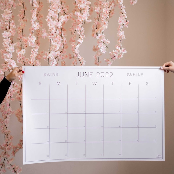 Large Personalized Wall Calendar: Modern Family Planner (24x16, 36x24, 48x36)