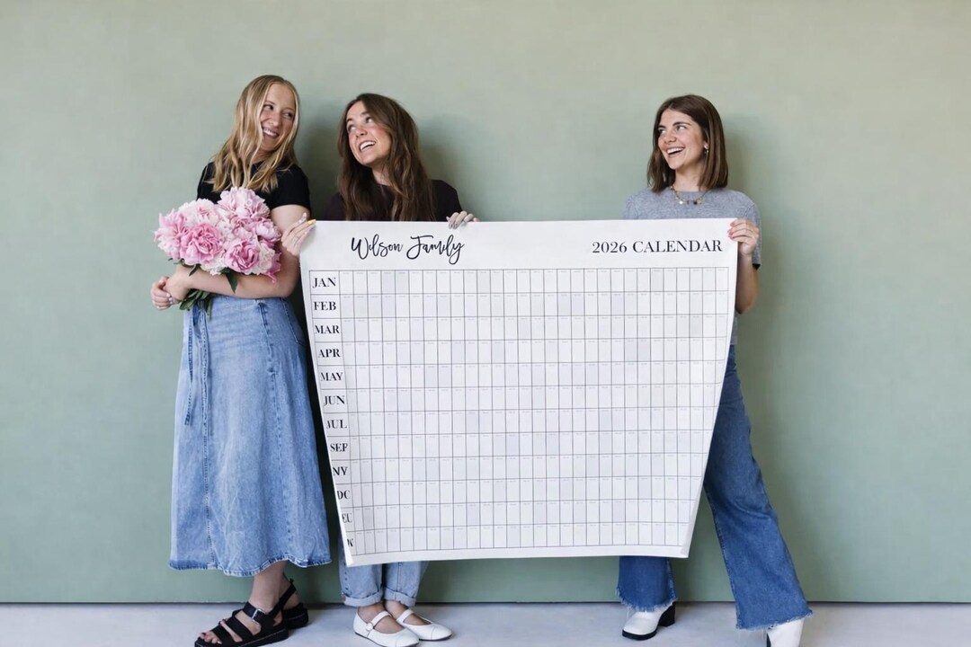 2026 Annual Wall Calendar With Custom Header or Logo - Etsy