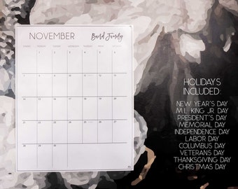 Large Classic Vertical Printed Wall Calendars - 6 or 12 individual months | 24" x 30"