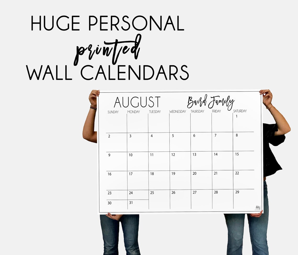 huge-monthly-printed-personalized-wall-calendars-6-or-12-etsy