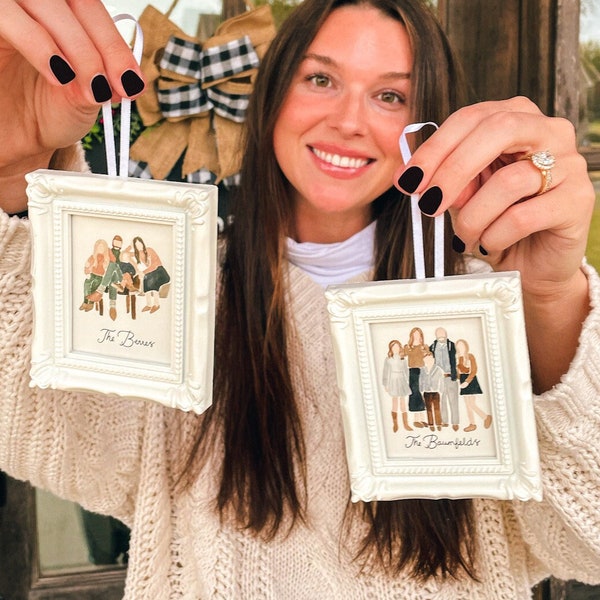 Hand-Painted Custom Watercolor Ornament in Mini Frame 4x3.5in