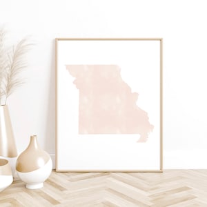 Missouri state blush pink watercolor print, watercolor paper print, Kansas City, St. Louis, Springfield, gift for mom, gift for friend