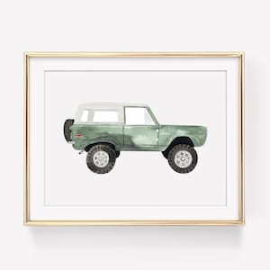 Vintage Light Green Ford Bronco Digital Download, car clip art